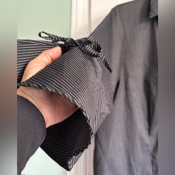 DCC Women’s Black Striped Collared Button Down Dress Shirt, 2X - Picture 5 of 10